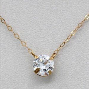 14k gold solitaire Necklace with Clear Gemstone